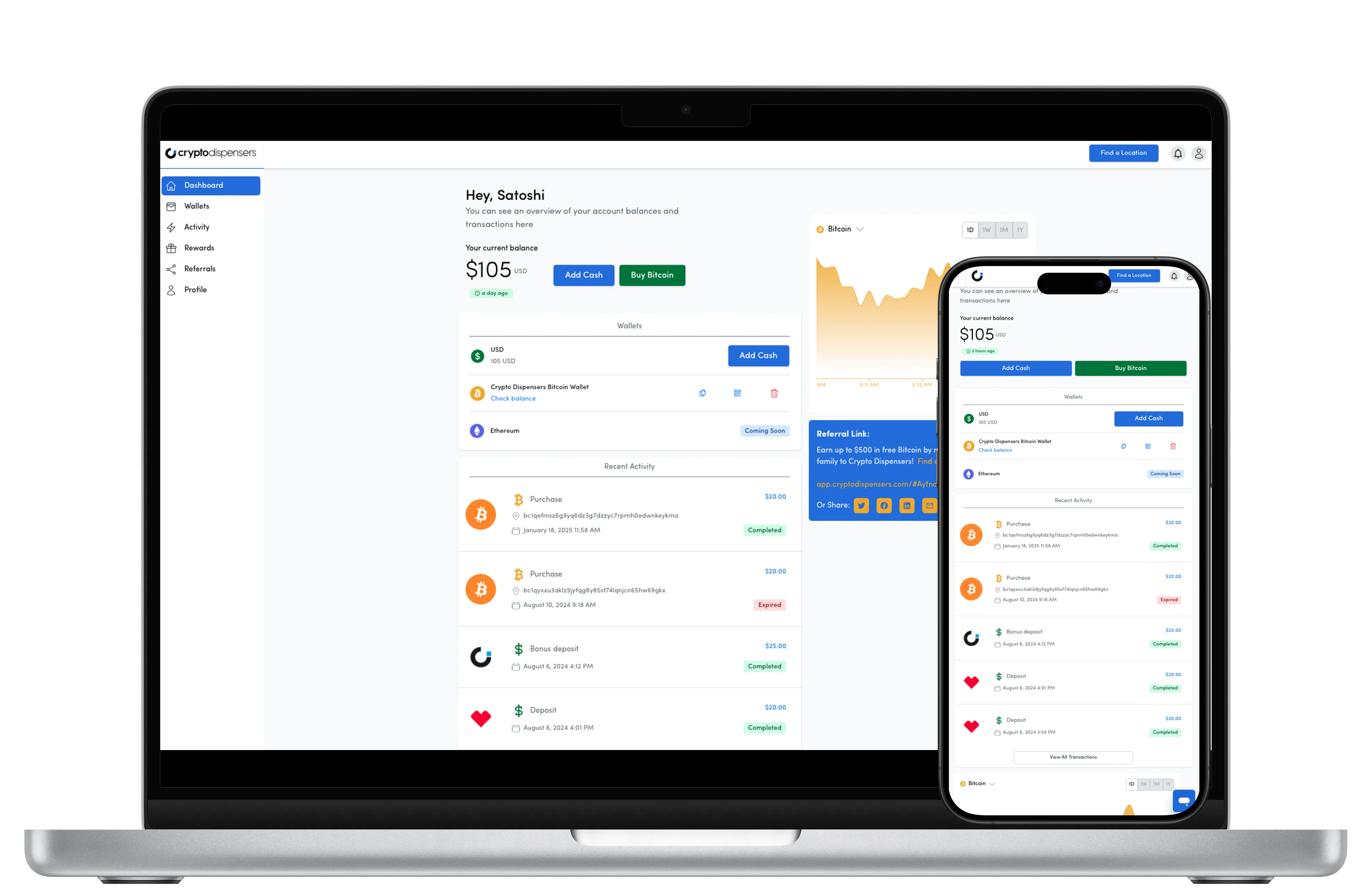 crypto dispenser web and mobile
